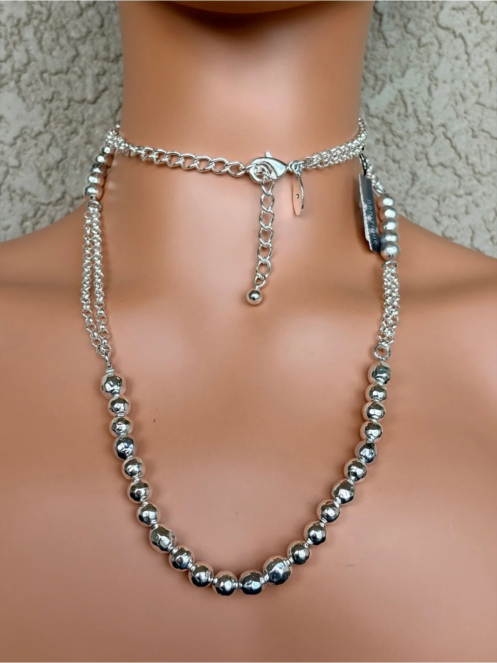 Chico’s Polished Silver Bead & Chain Necklace